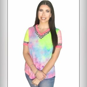 Haptic Tie Dye Leopard Top